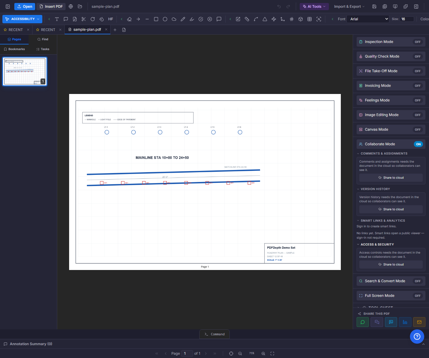 Version history panel with named versions and restore